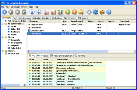 Free Download Manager livre downloads window